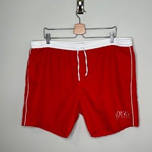 BOSS Hugo Boss Retro Red and White Swim Shorts